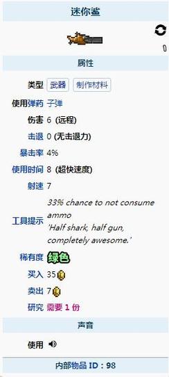 泰拉瑞亚迷你鲨作用介绍:可合成物品及属性解析